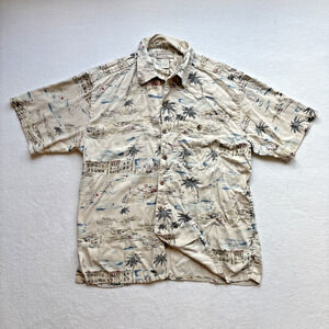 Boca Classics Men Medium Aloha Hawaiian Camp Shirt 100% Silk Surfer Sailboats